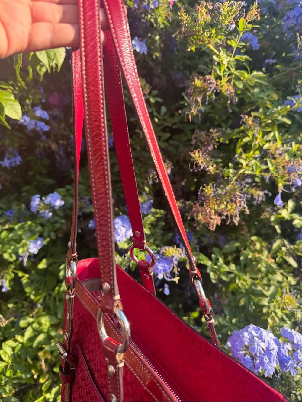 Coach Red Signature C Monogram Tote Shoulder Bag